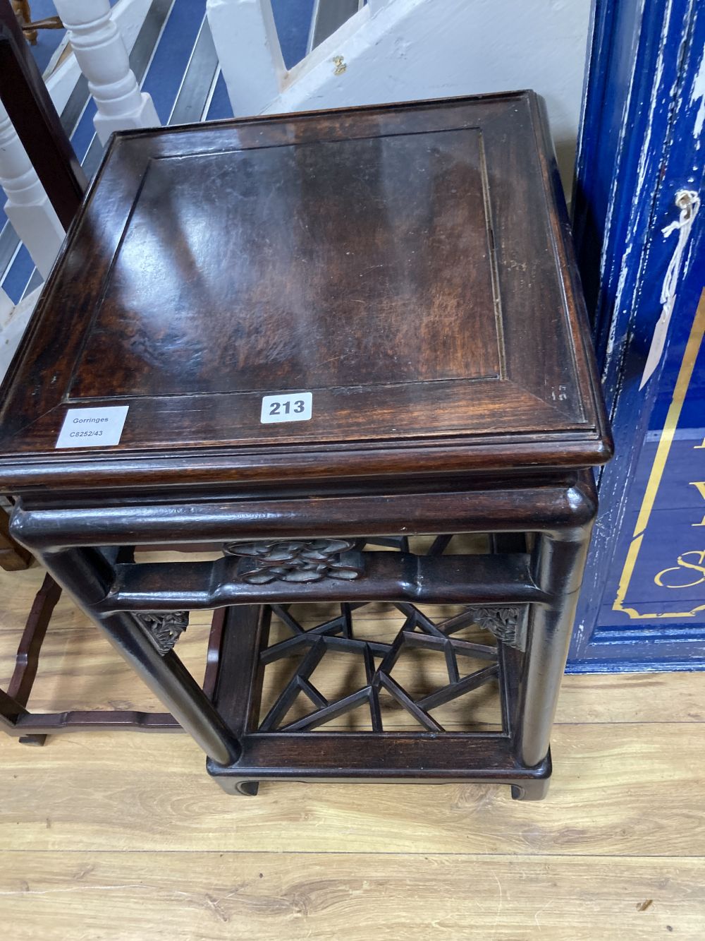 A Chinese jardiniere stand, width 39cm depth 39cm height 71cm
